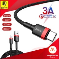 🔥ถูก/แท้🔥Baseus สายชาร์จ Type C สายถัก 3A รองรับ Fastcharge QC3.0 50เซ็น 1 เมตร 2 เมตร สีดำแดง Cable