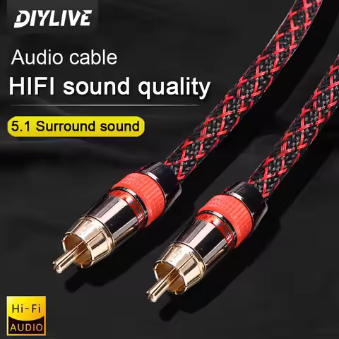 6N OFC 75ohm Hifi Digital Coaxial Audio Video Rca Cable de alta gama RCA a RCA macho Subwoofer Cable