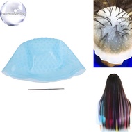 kamembelling Silicone Hair Styling Coloring Cap + Hook Needle Color Dye Highlighting Dye Cap VN