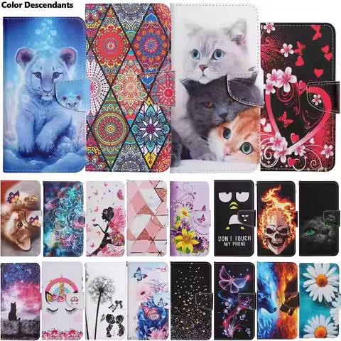 Flip Wallet Leather Case For Huawei P30 P40 Lite E Y5 2018 Y6 Y7 2019 Y5P Y6P Y7P Cover Butterfly Fl