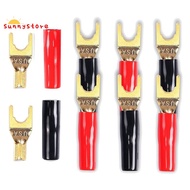 Y Plug Spade Connector for Speaker Wire,8 Pcs Y Spade Plug 45 Degree Gold Plated U Fork Spade Plug C
