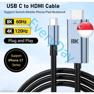 USB C to HDMI 2.1 8K60Hz Thunderbolt 4 Cable USB C (DP-Alt) Devices Type C to HDMI HDMI Cable HDMI t