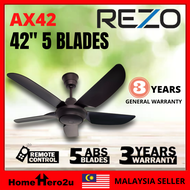 Rezo AX42 5 SPEED Remote Control Ceiling Baby Fan 42 inch 5 Blades deka Kipas Siling with Timer - Homehero2u