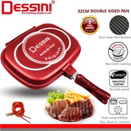 DESSINI ITALY Granite Aluminium Non Stick Double Sided Pressure Grill Fry Pan Cookware Tool (32cm)