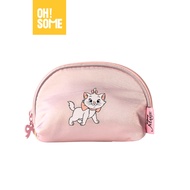 【OHSOME x Disney】- Ví mini đựng tiền đựng thẻ nhỏ gọn hình bán nguyệt mèo Marie màu hồng Pastel dễ