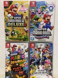 Switch Game 實體卡 New Super Mario Bros. U Deluxe 、Super Mario Bros. Wonder 、Super Smash Bros. Ultimate