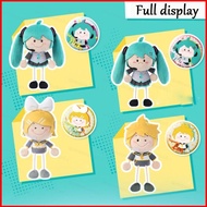 SQ5 Hatsune Miku Kagamine Rin Kagamine Len Plushie Cute Bean Sprout Shape Plush Bag Charm with Badge