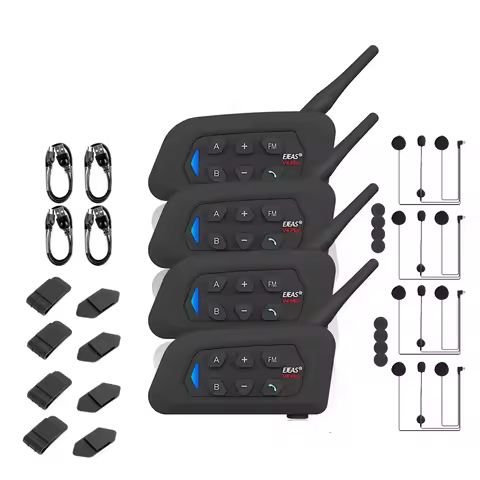 EJEAS 4PCS V4 Plus Motorcycle Helmet Intercom Bluetooth Headset Wireless Full Duplex Waterproof FM R