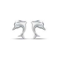SK Jewellery Aquatic Whimsy 14K White Gold Dolphin Earrings