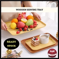 Rectangular Wooden Serving Tray Plate Tea Set Fruit Cake Household Kitchen Restaurant Dulang Hantara