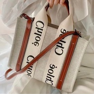 棕色Chloe Woody Small Tote bag全新小號棕色揹帶款帆布托特包