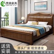 H-66/ Solid Wood Rubber Wooden Bed1.8Mi Chinese Style Double Bed High Box Storage Wedding Bed Master Bedroom Furniture A