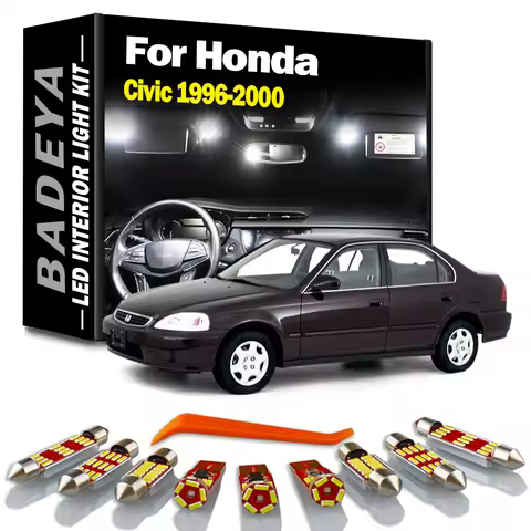 9Pcs Car Accessories Trunk Lamp For Honda Civic 1996 1997 1998 1999 2000 VI MK6 EJ EK LED Bulb Inter