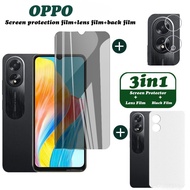 3 in1 Privacy Anti-Spy Screen Protector And Soft Ceramic Matte Full Cover Film High Clear Tempered Gass For OPPO A60 A98 A58 A38 A18 A58 A78 A17 A17K A57S A77S Reno 8z 7z 8 7 Pro