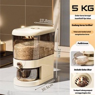 Alby Home Aesthetic Plastic Rice Dispenser Aesthetic Slim Rice Dispenser Clear Rice Container 5kg & 