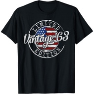 Men's cotton T-shirt Vintage 1963 62nd Birthday Gifts For Men Women 62 Year Old T-Shirt Fast Shippin