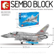 บล็อกตัวต่อเครื่องบินรบ J-10B พร้อมมินิฟิกเกอร์ทหาร 4 ตัว SEMBO BLOCK 202126 จำนวน 820 ชิ้น