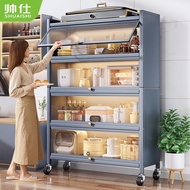 HY/JD Shuaishi Kitchen Shelf Floor Sideboard Cabinet Cupboard Cupboard with Cabinet Door Locker Microwave Oven Rack Oven
