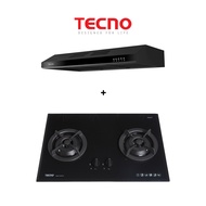 Tecno TCH901 SS/BK Slim Hood + T22TGSV S/BK Glass Hob Package Offer