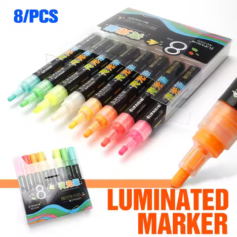 8 Colors Luminous Markers Set Art Graffiti DIY Crafts Fabric Canvas Artistic Work Non-Toxic Dark Pen