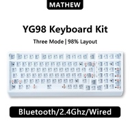 Mathew Tech YG98 Three Mode Mechanical Keyboard Barebone 96% Layout Hot Swap RGB Gaming Keyboard DIY