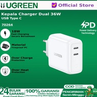 Ugreen Dual Port USB A USB Type C Fast Charging Charger Head 36W 38W