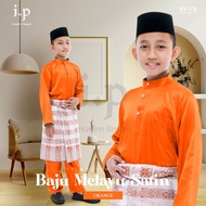 𝐈.𝐏 𝐌𝐮𝐬𝐥𝐢𝐦 𝟐𝟎𝟐𝟒 ♥ BAJU MELAYU SATIN PASANG BUDAK - ORANGE
