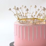 Pearl crown birthday cake topper pearl cake decoration birthday cake pearl crown princess crown deco