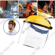 Protective Face Shield with Flip-Up Visor Yellow Clear Safety Eye Protection Industrial Work Adjusta