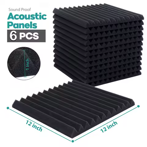 6Pcs Acoustic Foam Panel 1"X12"X12" Studio Soundproofing Sponge Wall Sticker Sound Absorption Treatm