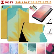 For Samsung Galaxy Tab A 10.1 2019 SM-T510 T515 Fresh Cute Pattern Case Folding Stand PU Leather Shockproof Shell Flip Slim Book Cover