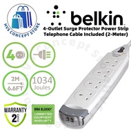 BELKIN 4-OUTLET SURGE PROTECTOR POWER STRIP WITH TELEPHONE PORT (2M)