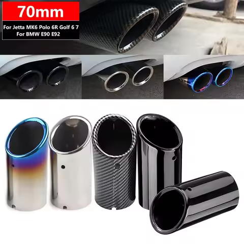 70mm For BMW E90 E92 Car Exhaust Muffler Tip Pipe Cover For 1.4T 1.6T VW Jetta MK6 Polo 6R Golf 6 7 