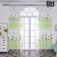 【BH】1 Sheet Window Gauze Rod Pocket Design Pastoral Translucent Beautiful Printing Sheer Curtain Home Decoration