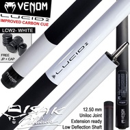 Venom Lucid Carbon LCW White Cue Uniloc Low Deflection Stick Billiard