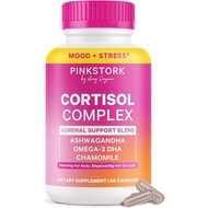 Pink Stork Cortisol Supplements for Women - Adrenal Support + Stress Manager with Organic Ashwagandh