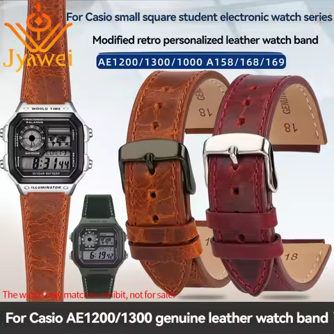 Vintage Personality Genuine leather watch strap For Casio AE1200 AE-1300 A158/159/168 F-108/W-216H/W