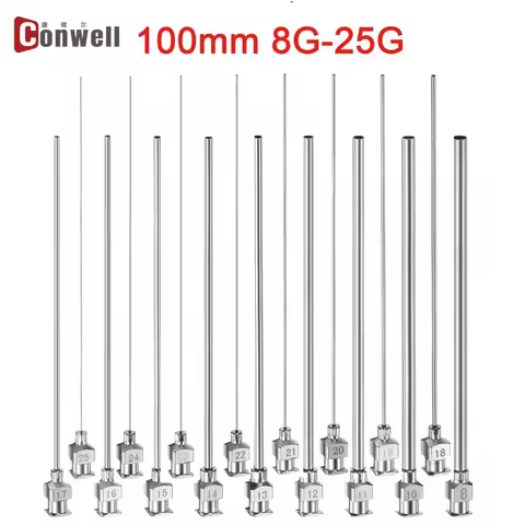 4inch Cannula Length All Metal Dispensing Needle,100mm Stainless Steel Needle Blunt Tip 8G-25G Optio