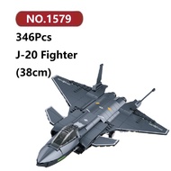 ✨J-20 Fighter Assembly Model 346 Pcs Sluban Plane Tank Snap-Fit Adult Hobby Models Kit