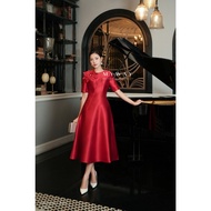 MY WAY Women's Swing Dress for Party Going Out Shoulder with 3D Flower Applique Elegant and Noble Sh