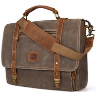 Laptop Messenger bag for Mens 15.6 Inch, Waterproof Vintage Genuine Leather Mens Briefcase shoulder 