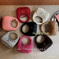 Real new Shot New Style Pleated Bag Half Moon Handbag Genuine Leather Crossbody Female H0JA 5d6