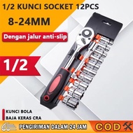MATA 12Pcs 8-24MM Impact Socket Set CR-V Impact Socket Bit Length 1/ 2 Inch Socket Wrench Extension 