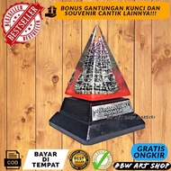 MINIATURE OF TEMPLE PRAMBANAN IN GLASS PYRAMID