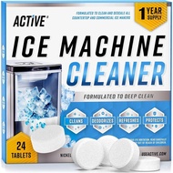 ACTIVE Ice Machine Cleaner Maker Descaler - 24 Clean Tablets Compatible with Frigidaire, Opal, GE Pr