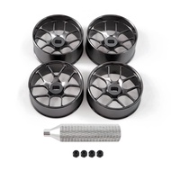 4Pcs Metal 1/24 1/28 RC Car Drift Wheels, [2N+2W] 22mm 1/28 RC Car Drift Hubs for Mini-Z BBS Mini-Q 