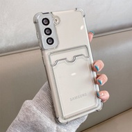 EPTWOO For Samsung Galaxy A13 A14 A23 A24 A33 A34 A53 A54 A32 A22 A52 A72 A51 A50 A30S A50S A21S A10S A12 A02 Phone Case Card Holder Clear Silicone Transparent Four Corner Bumper Protective Casing Cover FSKB-00