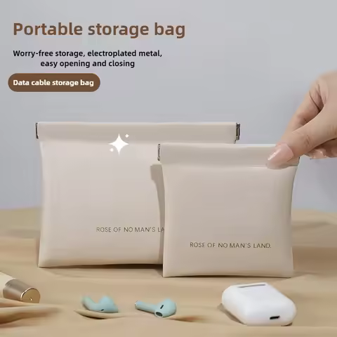 2025 Closed Bullet Bag Mini PU Earphone Storage Bag Candy colored Coin Bag Zero Wallet Lipstick Stor