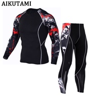 Compression Sport Suit for Men Mma Rashguard Muay Thai Kickboxing T Shirt Mma Jerseys+Pants Underwear Workout Sports Tracksuit