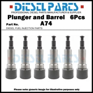 6Pcs Plunger A74 Plunger and Barrel 131151-5820 for KOMATSU S4D105 S6D105 SL6D105 6D105